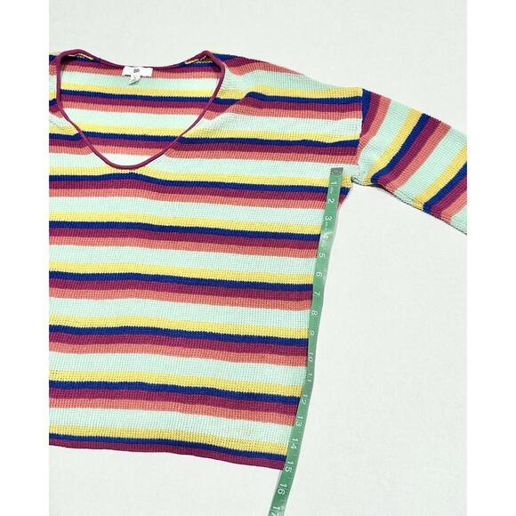 BP Womens Pullover Sweater  Multicolor Stripe Long Sleeve Lightweight Medium - Picture 5 of 15